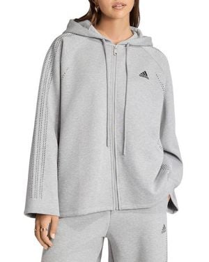 adidas Teamgeist Rhinestone Full Zip Hoodie - Gray