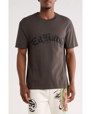 Ed Hardy Rhinestone Panther Flame Graphic T-Shirt - Black
