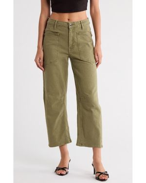Vigoss Horseshoe High Waist Crop Barrel Jeans - Green