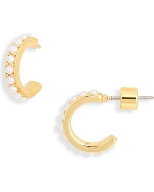 Electric Picks Breeze Faux Pearl Hoop Earrings - Metallic