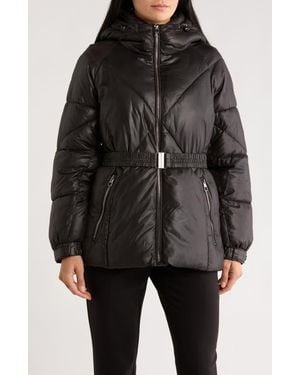 BCBGeneration Missy Belted Puffer Coat - Black