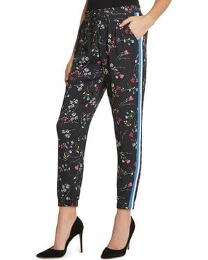 Matty M Willow & Clay Side Stripe Floral Jogger Pants - Black