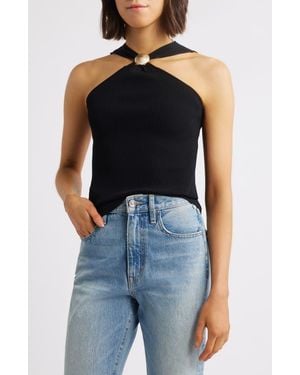 Rails Senna Metal Accent Rib Halter Top - Blue
