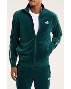 PUMA Essentials Elevated Velour Track Jacket - Green