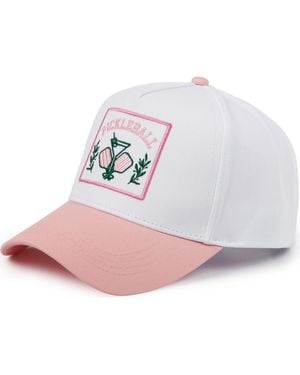 David & Young Pickleball Embroidered Patch Cotton Baseball Cap - Pink