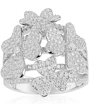 Suzy Levian Sterling Cz Multi Flower Ring - Gray