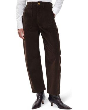 Rag & Bone Charlie Super High Waist Crop Barrel Corduroy Jeans - Black