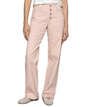 Sanctuary Luna Button Fly High Waist Cuff Straight Leg Jeans - Pink
