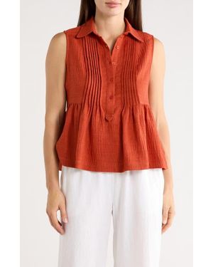 Max Studio Sleeveless Peplum Top - Red