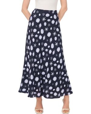 1.STATE Ocean Print Bias Cut Maxi Skirt - Blue