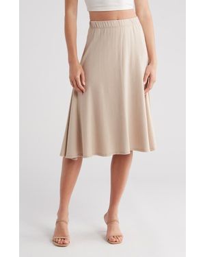 Go Couture Flare Midi Skirt - Natural