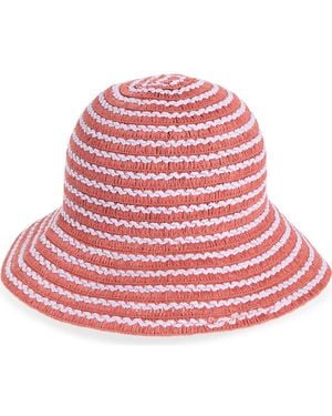Nordstrom Rack Stripe Straw Bucket Hat - Pink