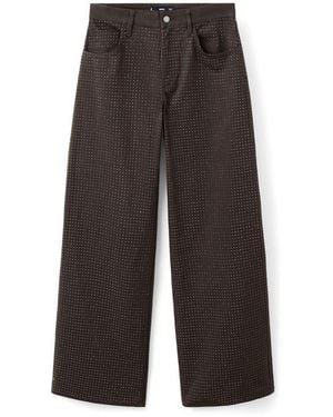 Mango Libra Embellished Wide Leg Jeans - Gray