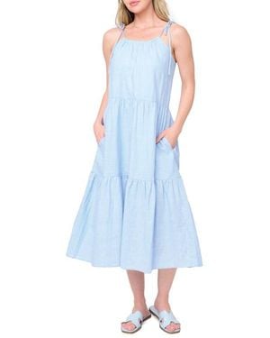 Gibsonlook Tie Shoulder Tiered Midi Dress - Blue