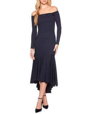Susana Monaco Off The Shoulder Long Sleeve High-Low Dress - Blue