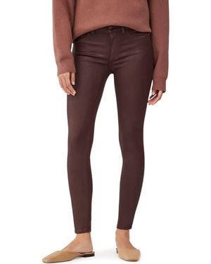 DL1961 Florence Instasculpt Coated Mid Rise Skinny Jeans - Brown