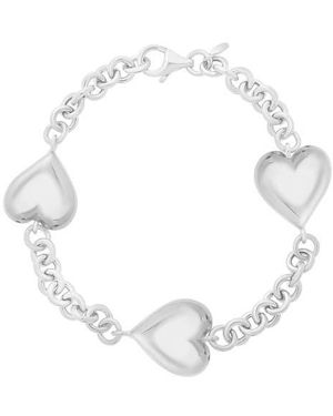 KARAT RUSH Puffed Heart Station Chain Bracelet - White