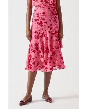 LK Bennett Rhoda Floral Tiered Georgette Midi Skirt