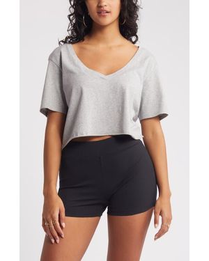 BP. Washed V-Neck Crop T-Shirt - Black