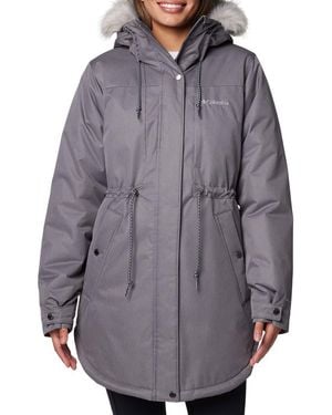 Columbia Suttle Mountain Ii Faux Fur Trim Water Repellent Insulated Jacket - Gray