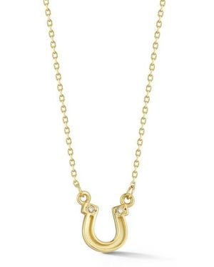 Ember Fine Jewelry Diamond Horseshoe Pendant Necklace - Metallic