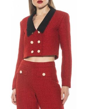 Alexia Admor Aurelia Tweed Crop Jacket - Red