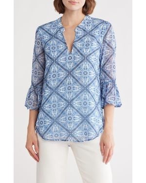 Tart Collections Hadlie Split Neck Top - Blue
