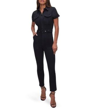 GOOD AMERICAN Cotton Utility Jumpsuit with Pockets - Black