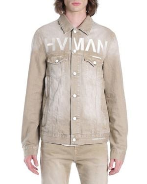 HVMAN Mk2 Embroidered Logo Denim Trucker Jacket - Natural