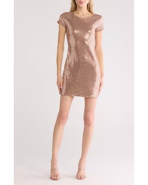 Bebe Sparkle Knit Shirt Dress - Metallic