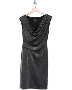 Connected Apparel Cowl Neck Foiled Dress - Black