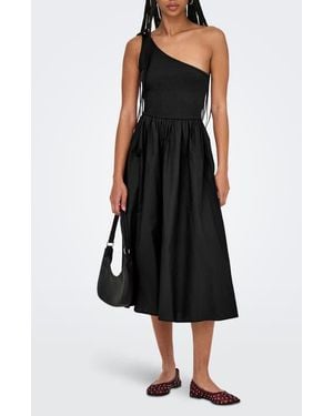 ONLY Iris Life One-Shoulder Midi Dress - Black