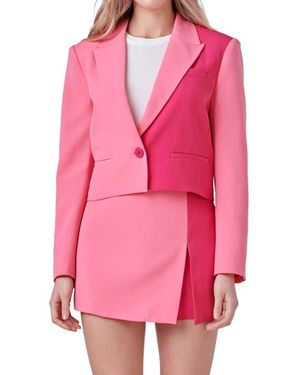 Endless Rose Colorblock Crop Blazer - Pink