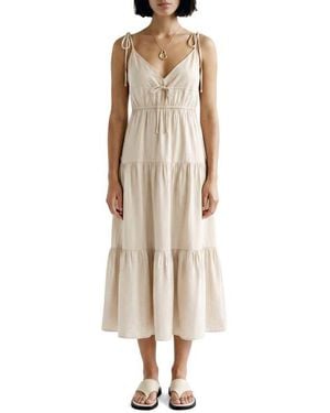 Vero Moda Athena Tiered Midi Dress - Natural