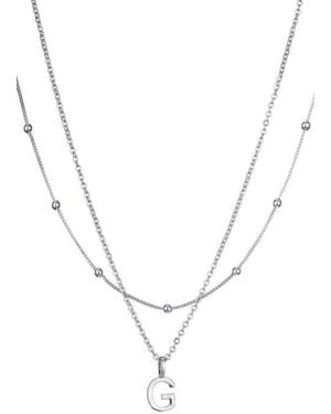 Adornia Initial Pendant Layered Chain Necklace - Blue