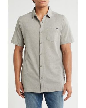 Hurley Dobby Knit Short Sleeve Button-Up Shirt - Gray