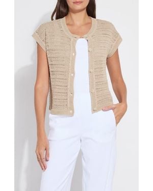 Lyssé Brisa Open Knit Short Sleeve Cardigan - White