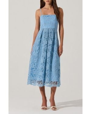 Astr Floral Lace Dress - Blue