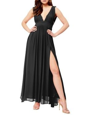 Love By Design Plunging V-Neck Chiffon Maxi Dress - Black