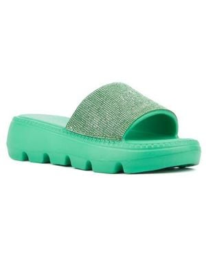 Olivia Miller Glitter Gaze Platform Slide Sandal - Green