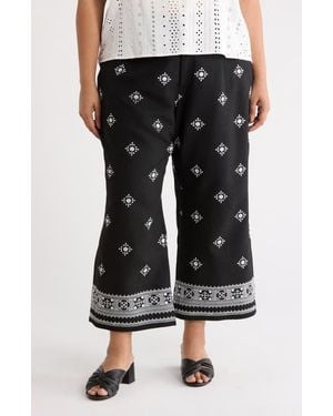 Tahari Embroidered Border Crop Pants - Black