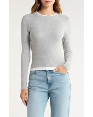 Lush Long Sleeve Layering Top - Gray