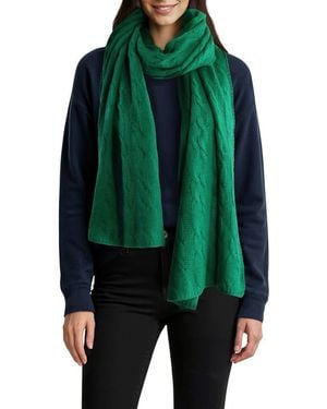 Portolano Cashmere Cable Knit Scarf - Green