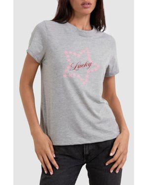 Motel Saki Lucky Star Cotton Graphic T-Shirt - Gray