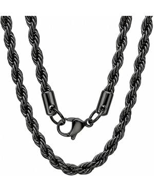 Steeltime Ion Plated Rope Chain Necklace - Metallic