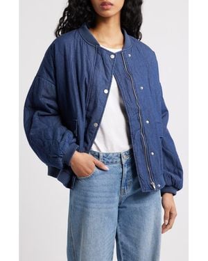 Petal & Pup Keah Onion Quilted Bomber Jacket - Blue