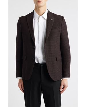 AllSaints Rawdon Slim Fit Microcheck Textured Peak Lapel Sport Coat - Black