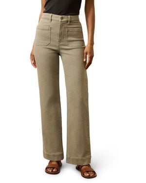 Faherty Patch Pocket High Waist Wide Leg Stretch Terry Pants - Natural