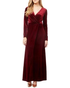 Love By Design Long Sleeve Velvet Maxi Dress - Red