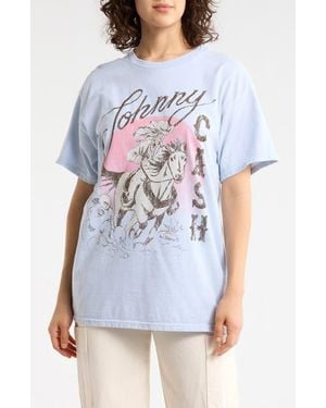 Merch Traffic Johnny Cash Cowboy Graphic T-Shirt - White